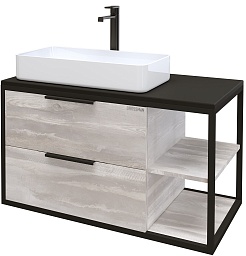 Grossman Мебель для ванной Лофт 90 подвесная шанико/черный – фотография-4